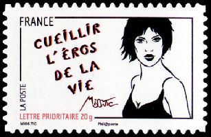 timbre N° 549, Journée de la femme 2011, illustrée par des dessins de Miss Tic