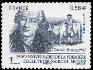 timbre N° 565, 250ème anniversaire de le première école vétérinaire du monde