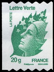 timbre N° 608, Marianne LETTRE VERTE
