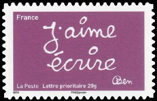 timbre N° 610, Les timbres de Ben<br>J'aime écrire