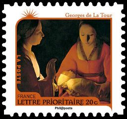 timbre N° 623, Nativité - Georges de La Tour - XVIIe Le Nouveau né »