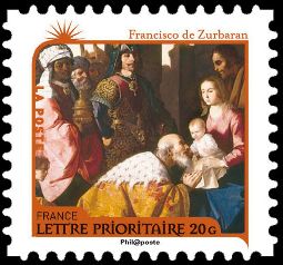 timbre N° 625, Nativité - Francisco de Zurbaran (1598-1664) Adorations des mages