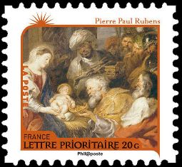 timbre N° 629, Nativité - Pierre Paul Rubens (1577-1640) L'Adoration des mages