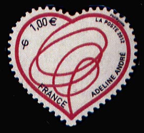 timbre N° 649, Saint Valentin Coeur 2012