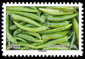 timbre N° 741, Des légumes pour une lettre verte
