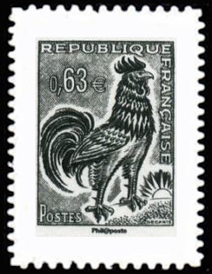 timbre N° 917, La Véme république au fil du timbre, Coq de Decaris