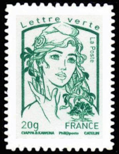 timbre N° 913, La Véme république au fil du timbre, Marianne de Ciappa et Kawena