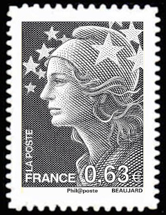  La Véme république au fil du timbre, Marianne de Beaujard 