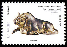 Le buffle <br>Série asiatique les animaux dans l'art <br>Buffle couché, bronze doré, Musée Guimet, Paris