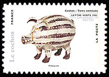 Le cochon <br>Série asiatique les animaux dans l'art <br>Cochon, terre vernissée, Cité de la Céramique, Sèvres