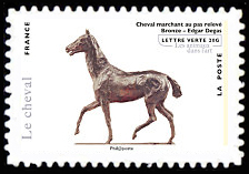 Le cheval <br>Série asiatique les animaux dans l'art <br>Cheval marchant au pas relevé, bronze, oeuvre d'Edgar Degas, Musée d'Orsay, Paris