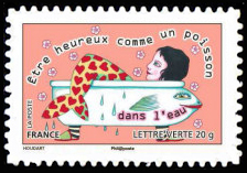 timbre N° 791, Carnet Sourire «sauter du coq à l'ane» - Etre heureux comme un poisson