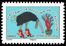timbre N° 800, Carnet Sourire «sauter du coq à l'ane» - Pratiquer la politique de l'autruche