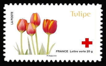 timbre N° 991, 150ème anniversaire de la Croix-Rouge «L'amour en 10 fleurs»