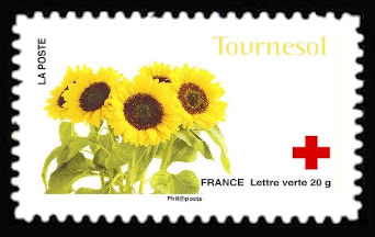 timbre N° 992, 150ème anniversaire de la Croix-Rouge «L'amour en 10 fleurs»