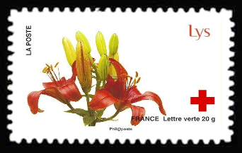 timbre N° 996, 150ème anniversaire de la Croix-Rouge «L'amour en 10 fleurs»