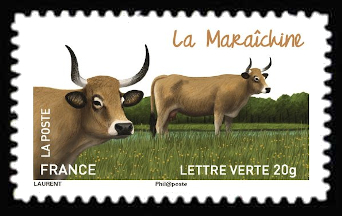 timbre N° 956, Les vaches de nos régions, races bovines rares