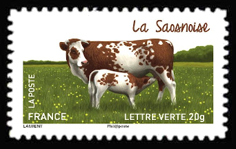 timbre N° 959, Les vaches de nos régions, races bovines rares
