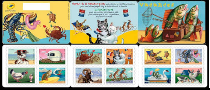 timbre N° BC 977, Carnet «Vacances» Illustré par des dessins humoristiques »
