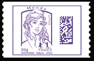 timbre N° 1177, Marianne Ciappa Kawena Datamatrix Monde