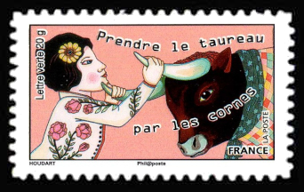 timbre N° 1167, Carnet Sourires «Prendre le taureau par les cornes»