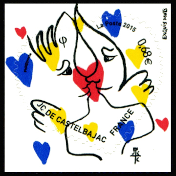 timbre N° 1082, Saint Valentin Coeur 2015