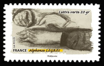 timbre N° 1084, Le toucher, geste de la main