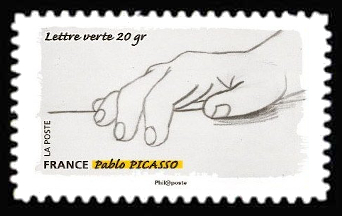 timbre N° 1089, Le toucher, geste de la main