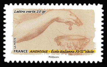 timbre N° 1095, Le toucher, geste de la main
