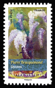  Bouquet de fleurs <br>Glycines, tableau de Pierre Bracquemond