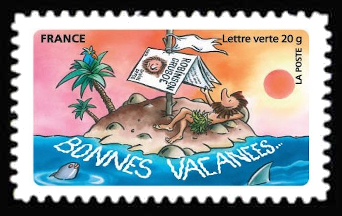  Bonnes vacances <br>Vacances sur une île déserte, dessin humoristique de Pef