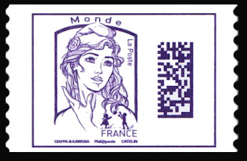 timbre N° 1217, Marianne et la jeunesse Marianne de Ciappa et Kawena Datamatrix Monde