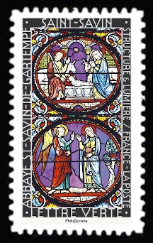 timbre N° 1353, Structure et lumière, les vitraux l'art de la lumière