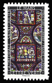 timbre N° 1355, Structure et lumière, les vitraux l'art de la lumière