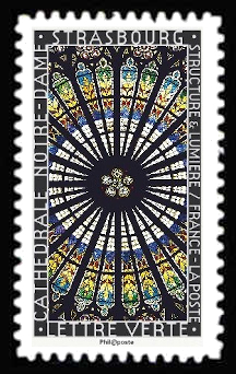 timbre N° 1352, Structure et lumière, les vitraux l'art de la lumière