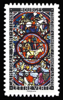 timbre N° 1354, Structure et lumière, les vitraux l'art de la lumière