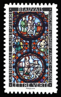timbre N° 1358, Structure et lumière, les vitraux l'art de la lumière