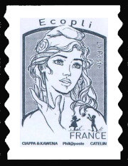 timbre N° 1215A, Marianne de Ciappa et Kawena Lettre écopli jusqu'à 20g - Timbre autoadhésif
