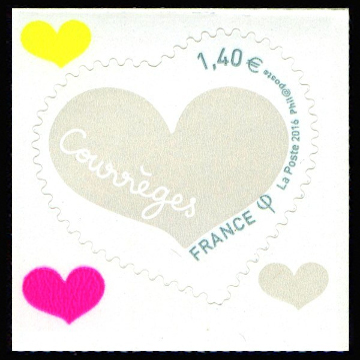 timbre N° 1231, Coeur Courrèges rose