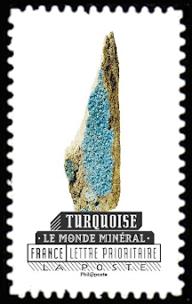 timbre N° 1227, Le monde minéral, turquoise