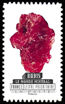 timbre N° 1222, Le monde minéral, rubis