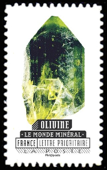 timbre N° 1226, Le monde minéral, olivine