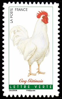 timbre N° 1254, Coqs de France