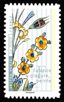 timbre N° 1413, Fleurs et métiers d'arts