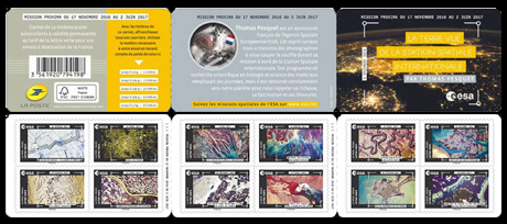 timbre N° BC1570, photos de Thomas Pesquet prises de la station Spatiale Internationale pendant la mission Proxima.