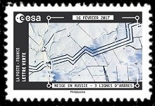  photos de Thomas Pesquet prises de la station Spatiale Internationale pendant la mission Proxima. <br>Neige en Russie, 3 lignes d'arbres photo du 16 Février 2017