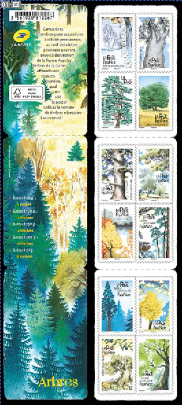 timbre N° BC1605, Carnet autocollant les arbres