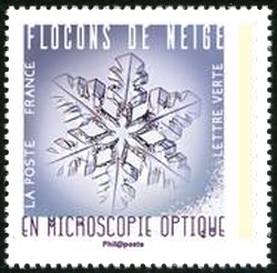 timbre N° 1630, Flocons de neige en microscopie optique