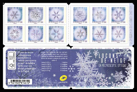 timbre N° BC1629, Carnet Flocons de neige en microscopie optique