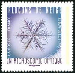 timbre N° 1629, Flocons de neige en microscopie optique